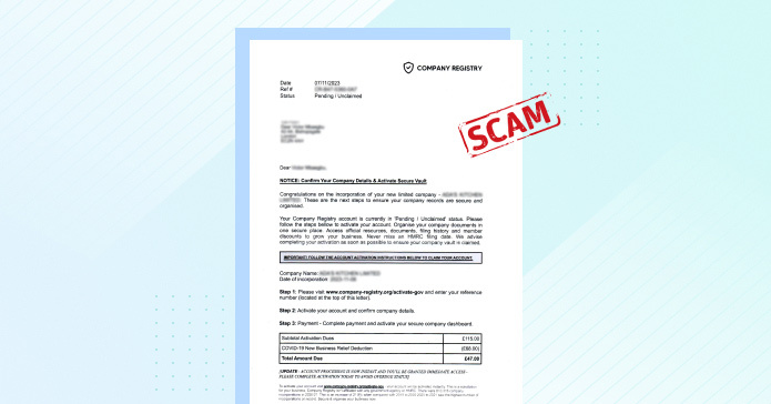 Company Registration Scam Letters | Debitam - Online Account Filing