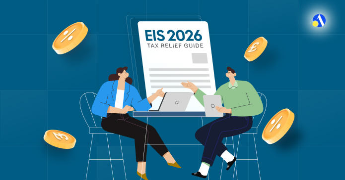 Table showing EIS tax relief examples at 30% income tax relief for UK investors 2026 | Debitam