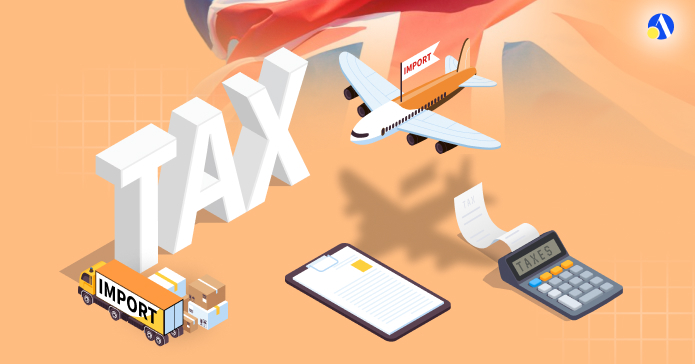 UK customs and import tax paperwork showing VAT and duty calculation for goods shipped from abroad