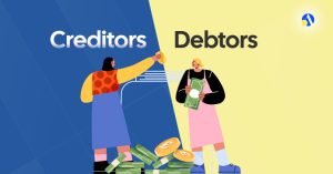 Balance sheet example showing debtors listed as assets and creditors listed as liabilities