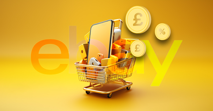 UK eBay seller packing a parcel beside a £1,000 trading allowance tax-free limit graphic